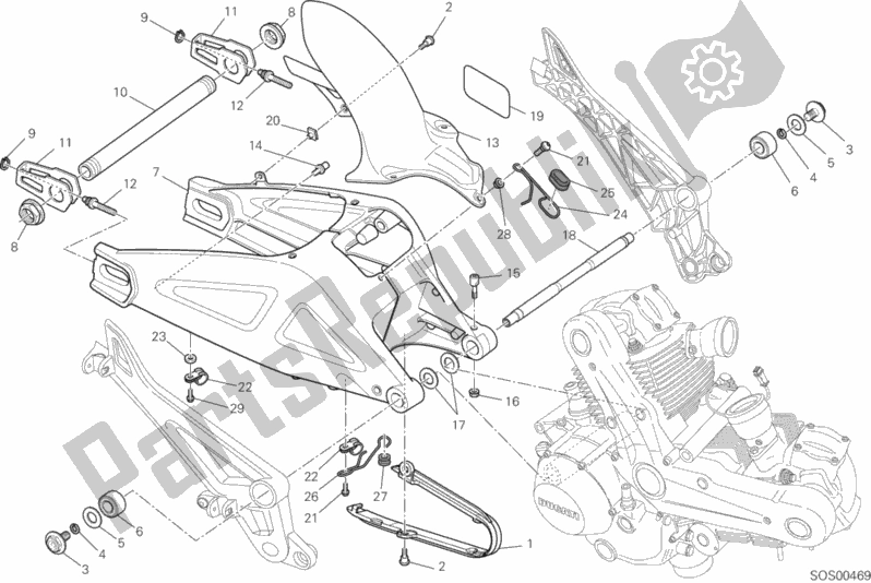 Toutes les pièces pour le Bras Oscillant du Ducati Monster 795 ABS EU Thailand 2014